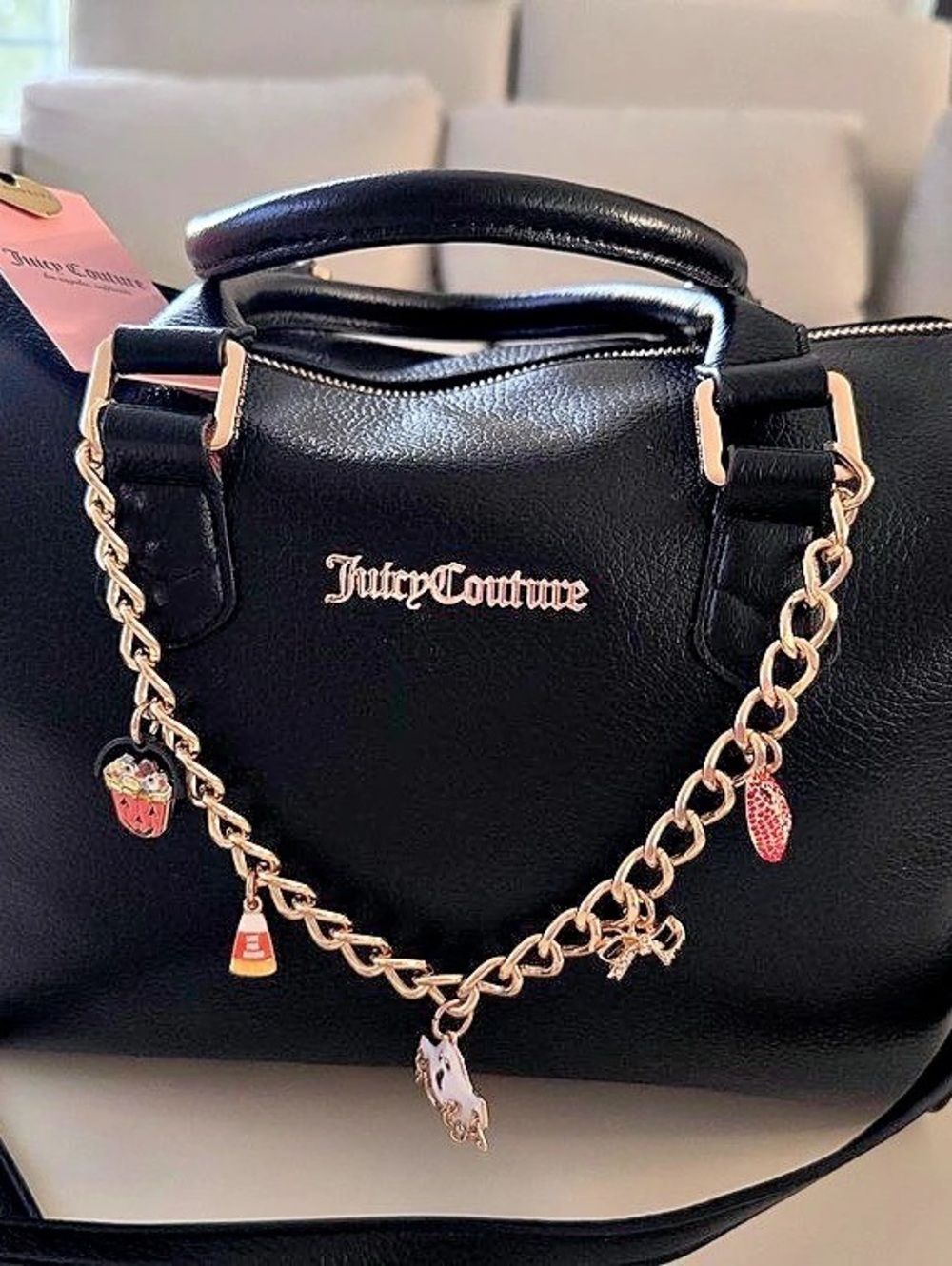 Juicy Couture Halloween Boo Crew Satchel Black & Gold, Gothic Glam , Y2K Juicy